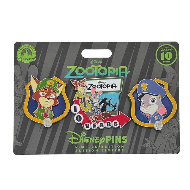 2026 Disney Zootopia 10th Anniversary 3-Pin Set hkdl - Hong Kong Disney, Zootopia, Judy, Nike, LE3060 - Disney collectible pin on BALELE